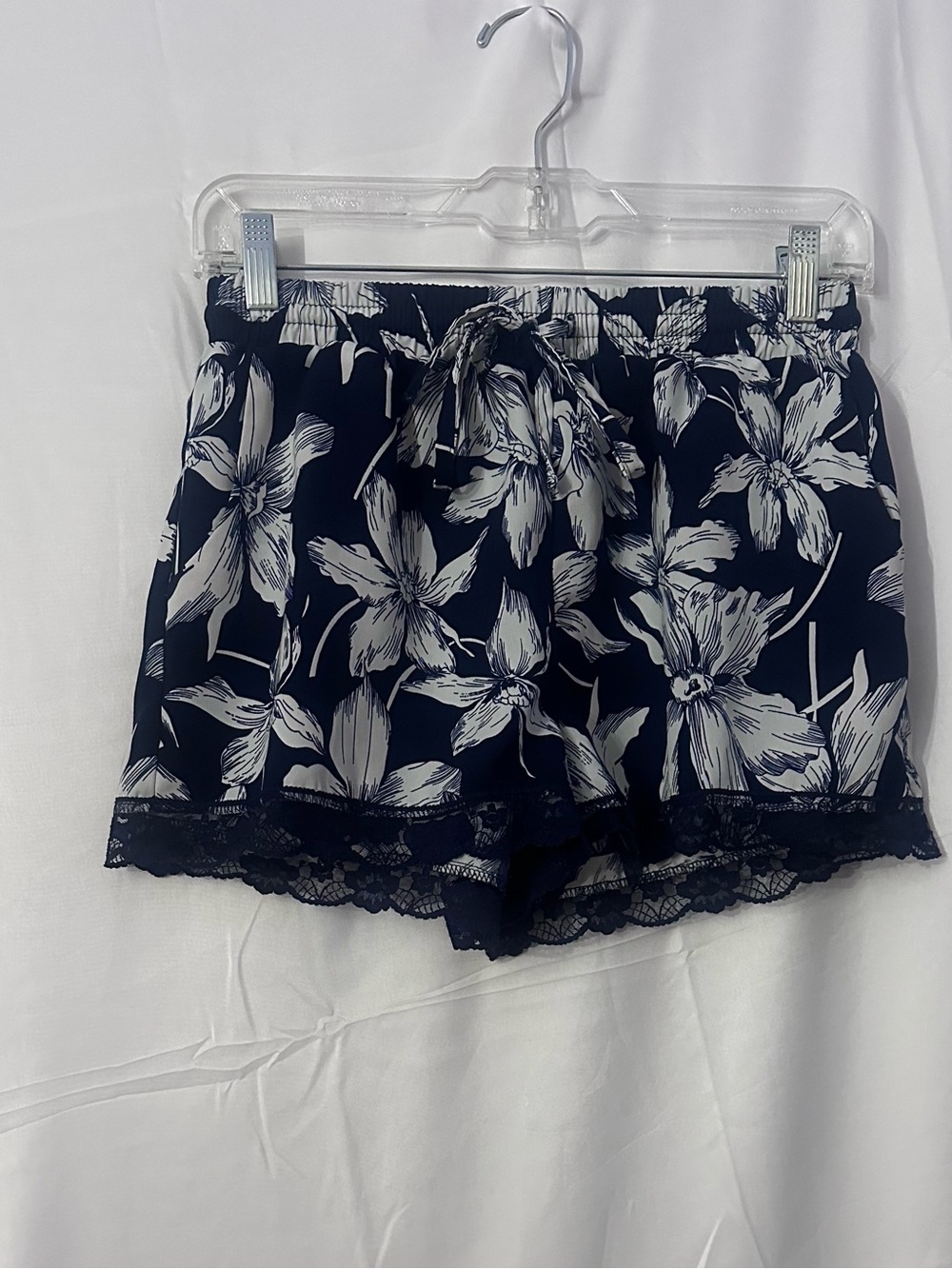 mine Navy and White Floral Lounge Shorts